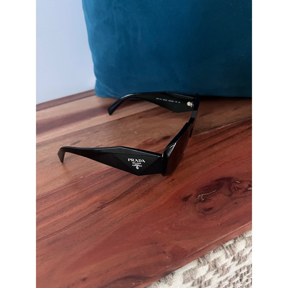 Prada Symbole SPR 17W Black Geometric Rectangle Sunglasses Women